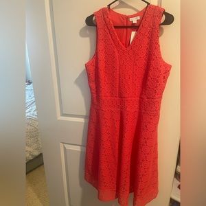 Macy’s Charter Club sleeveless coral fit and flare dress. Large. NWT.